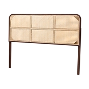 Baxton Studio Sherwin Mid-Century Modern Light Brown and Black 1-Drawer End Table with Woven Rattan Accent